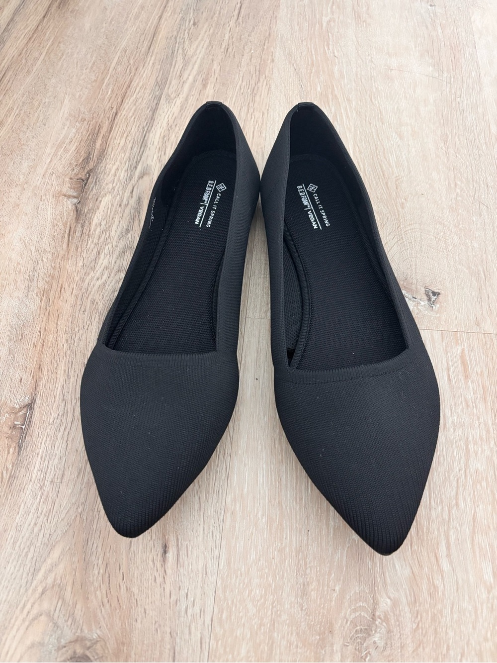 Call It Spring Women's Black Pointed Toe Flats 10 NEW!